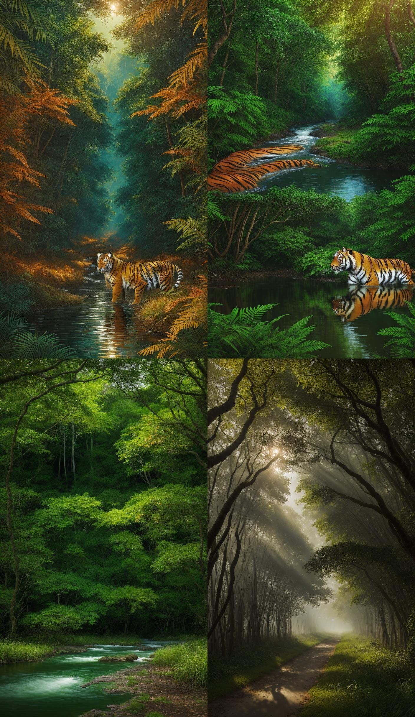 Majestic Bengal Tiger in Lush Jungle Habitat