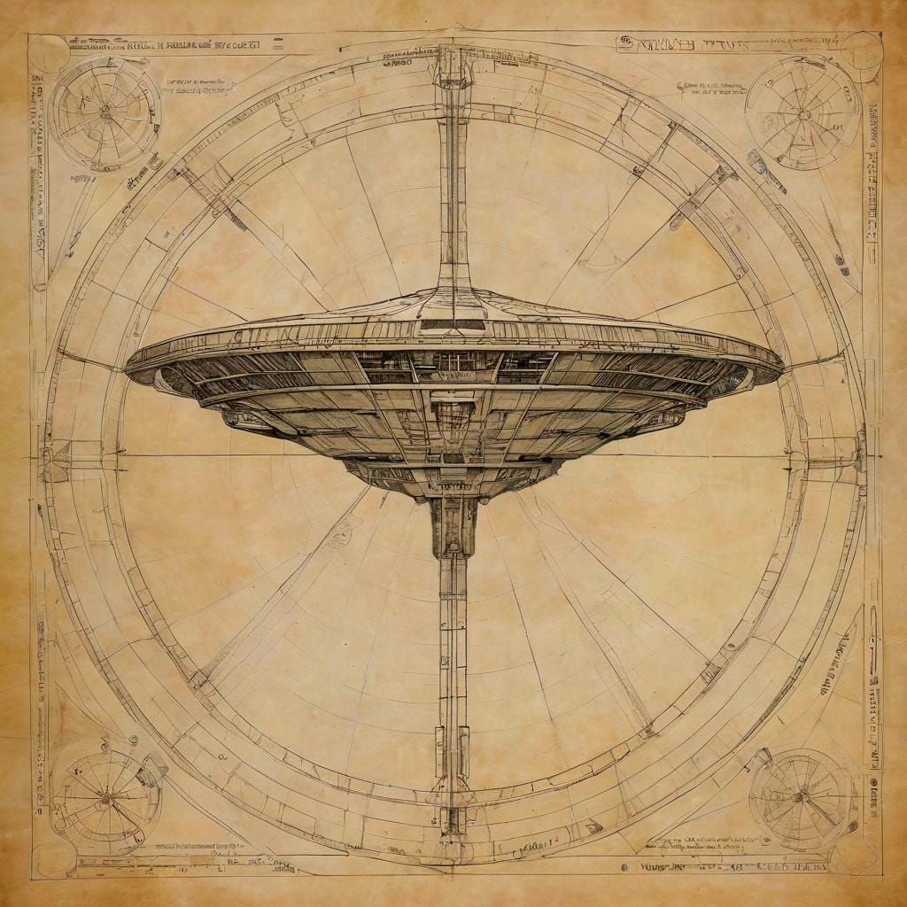 Cyberpunk Spaceship Meets Vitruvian Man