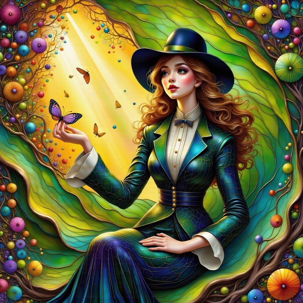 Elegant Ant in Suit on Leaf, Hyperrealistic Style