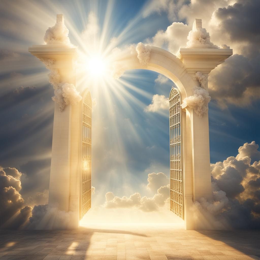 Heaven's Gate: Divine Sunshine Through Soft Clouds