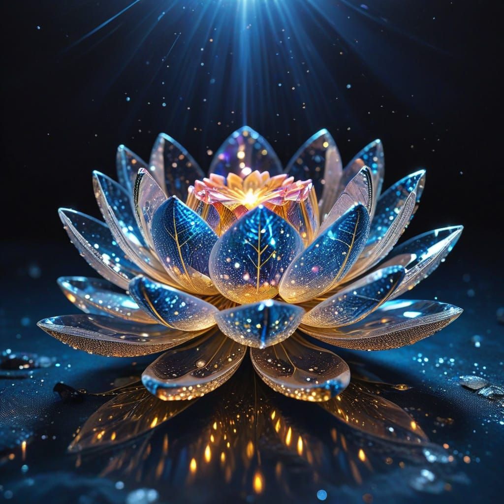 Crystal Lotus Blooms Atop Snowy Mountain
