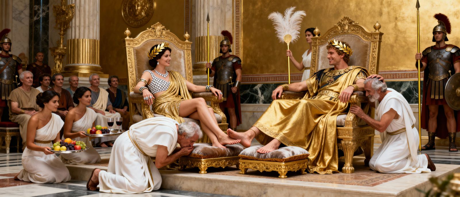 Emperor Nero and Empress Messalina Relax in Imperial Throne ...
