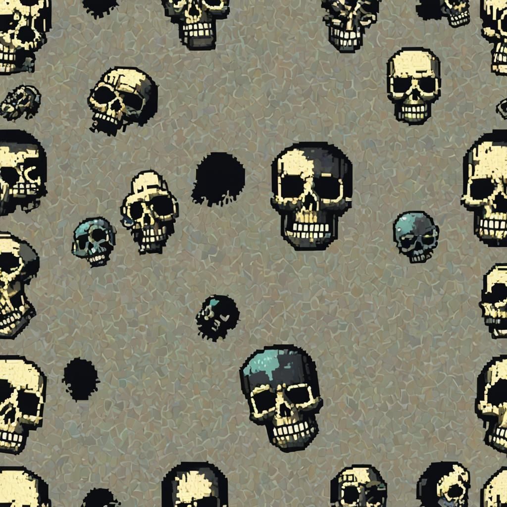 Pixel Art Skull in 4-bit Style