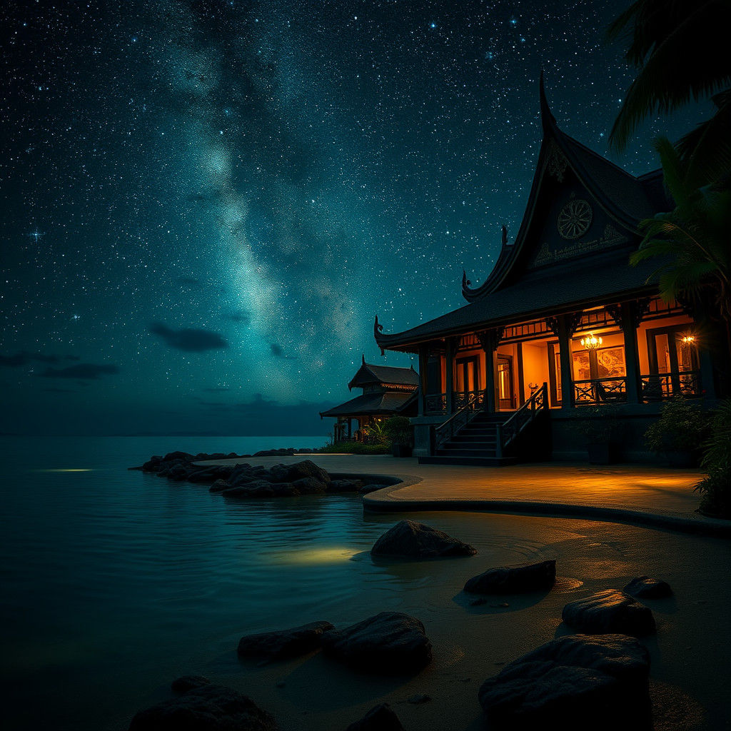 Bali Night in Starry Night Style