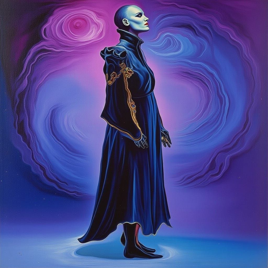 Futuristic Portrait in Vibrant, Expressive Brushstrokes