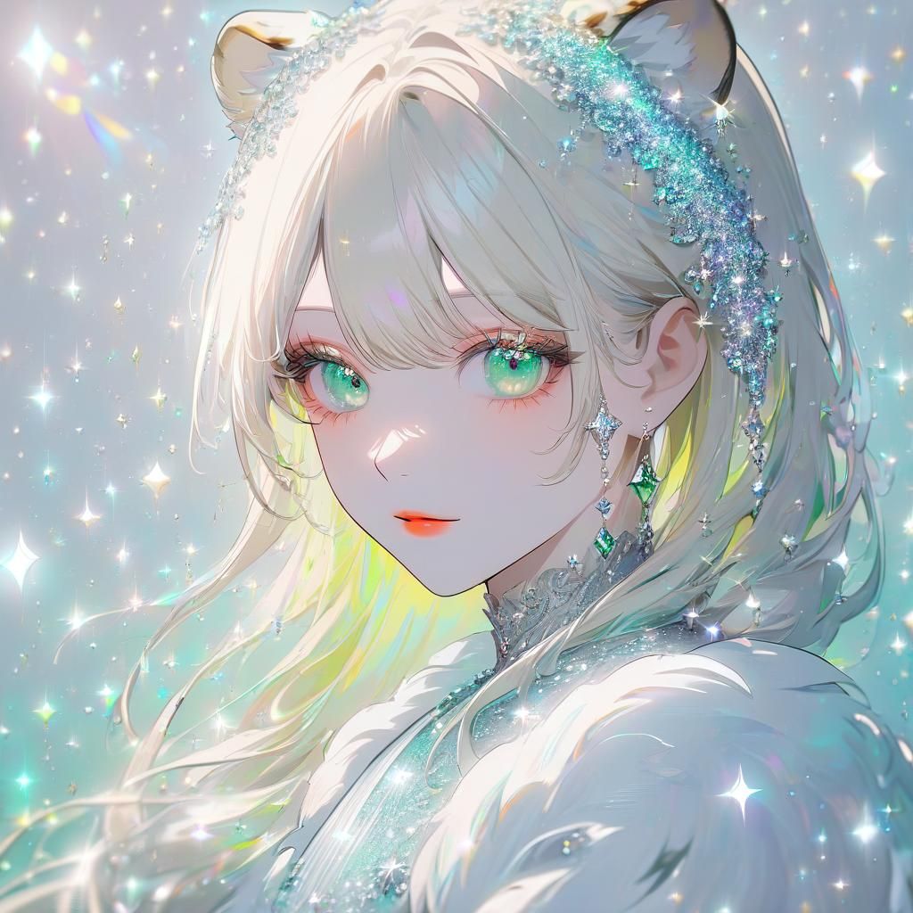 Ethereal Anime Girl with Tiger Ears and Tail
