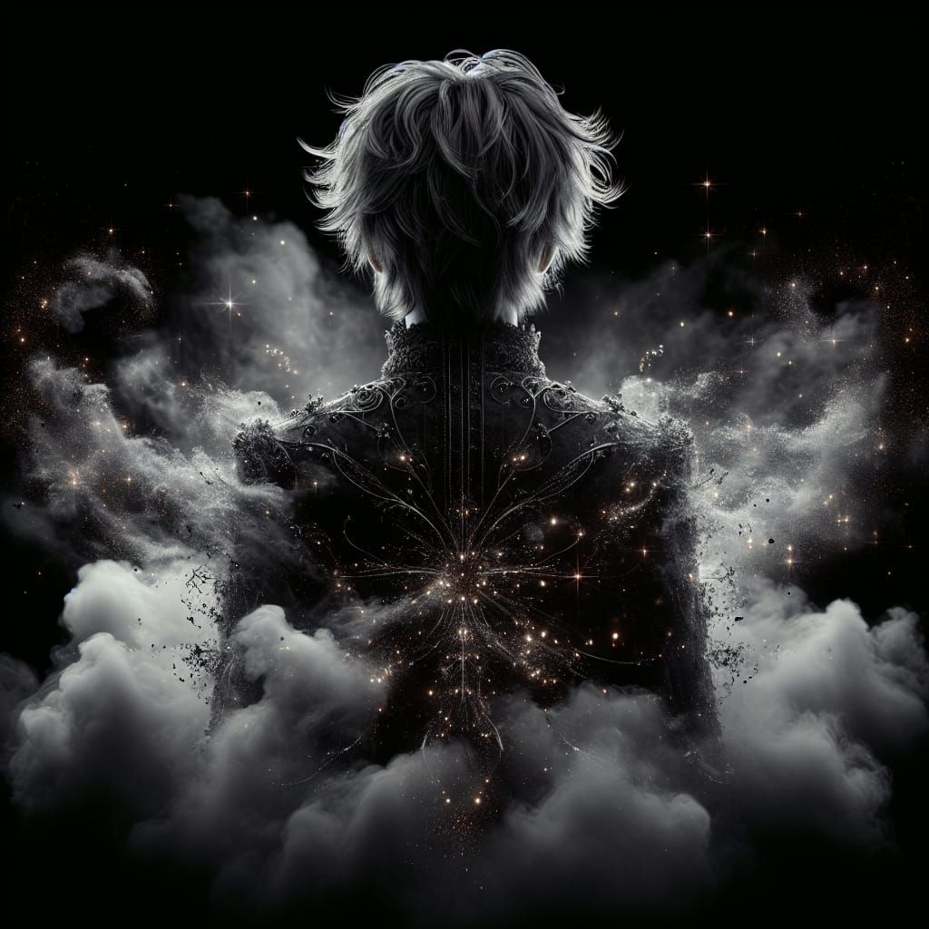 Ethereal Boy Made of Smoke and Stars