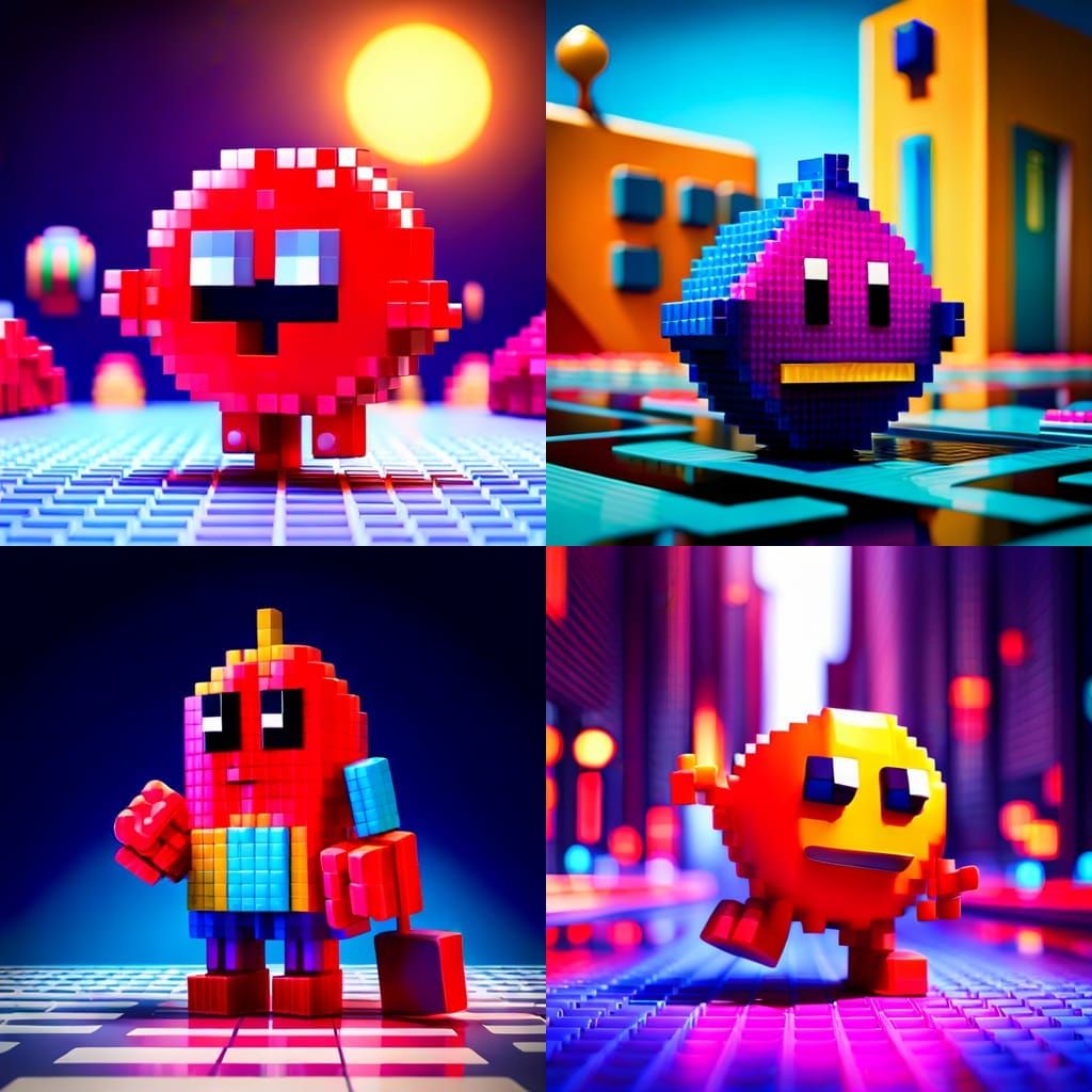 Pixelated Pacman Character in 8-bit Pixel Art