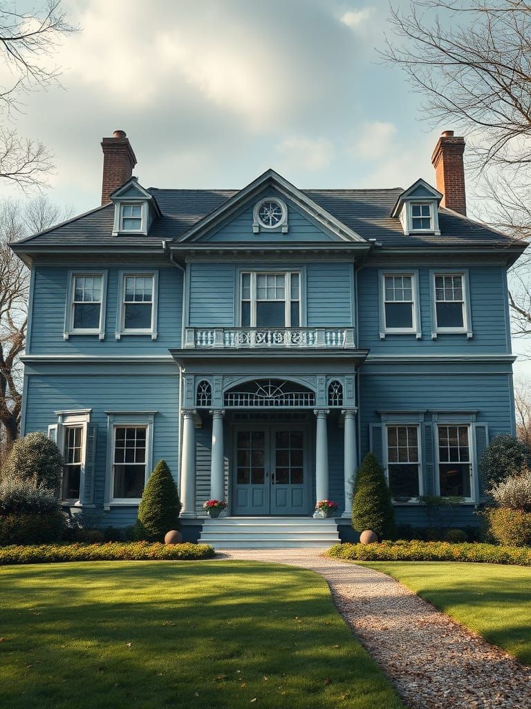 Regency Era English Blue House in Stunning Detail