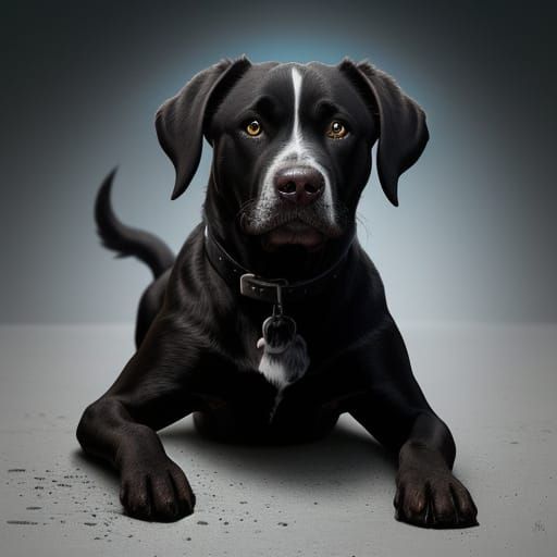 Lovable Black Pit-Lab Mix with Floppy Ears
