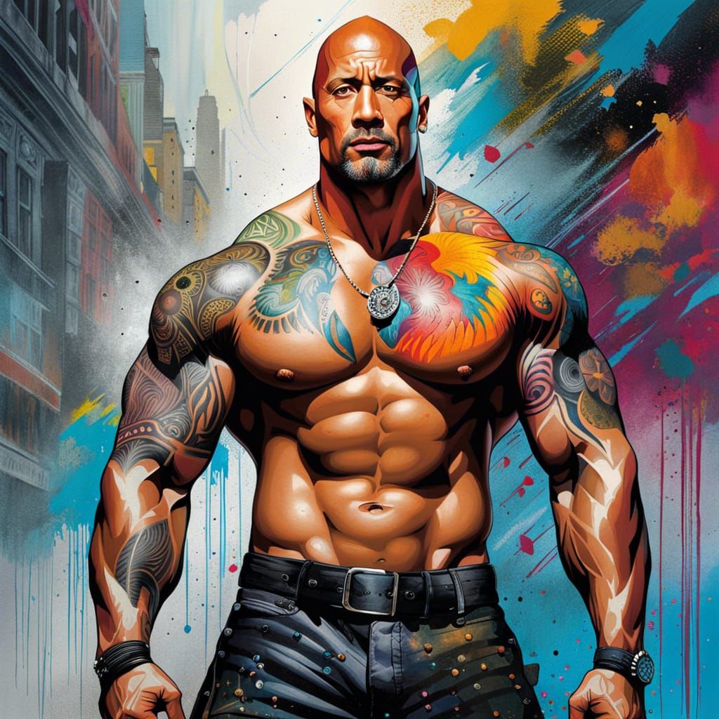 Portrait of Dwayne Johnson a.k.a The Rock.