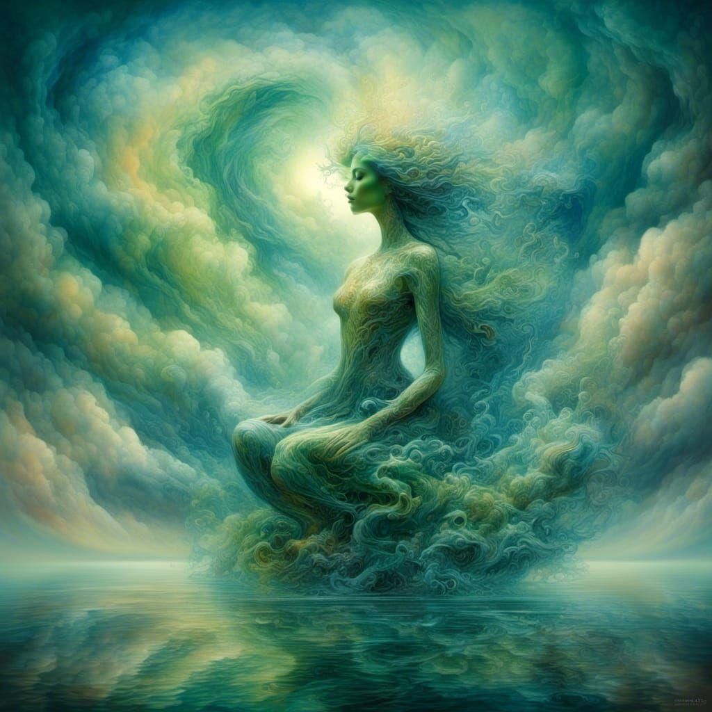 Vaporous Water Goddess Arising from Algae Lake