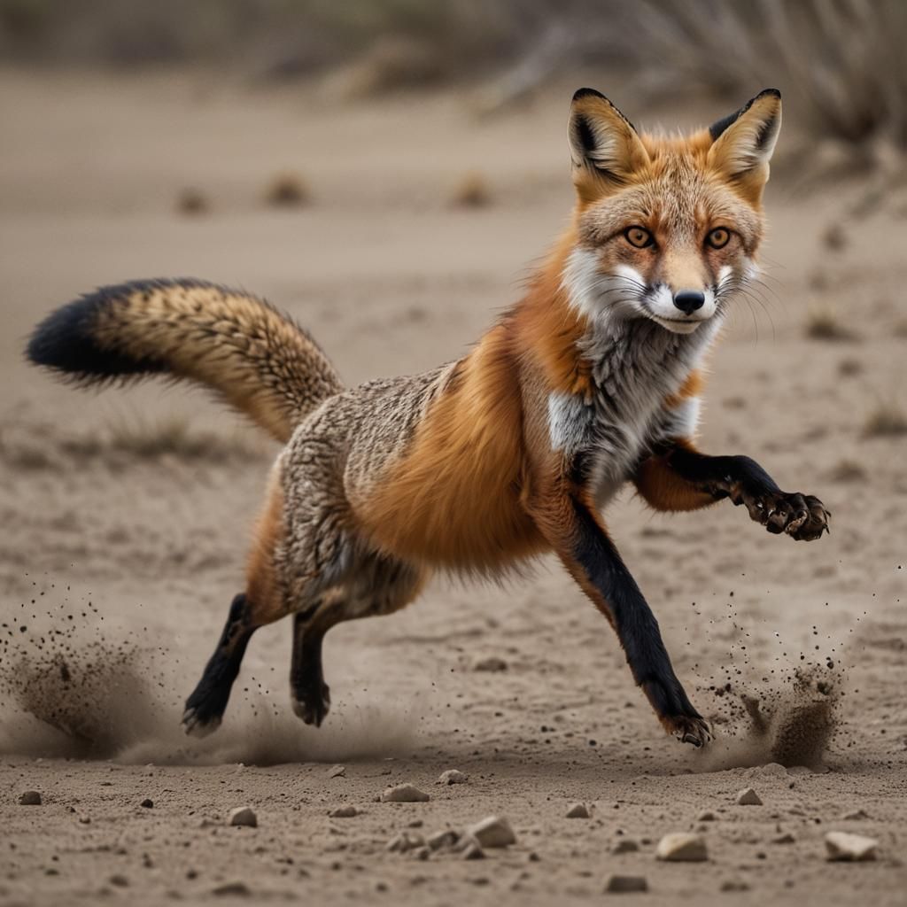 Fox Mid-Pounce Captures Startled Mouse
