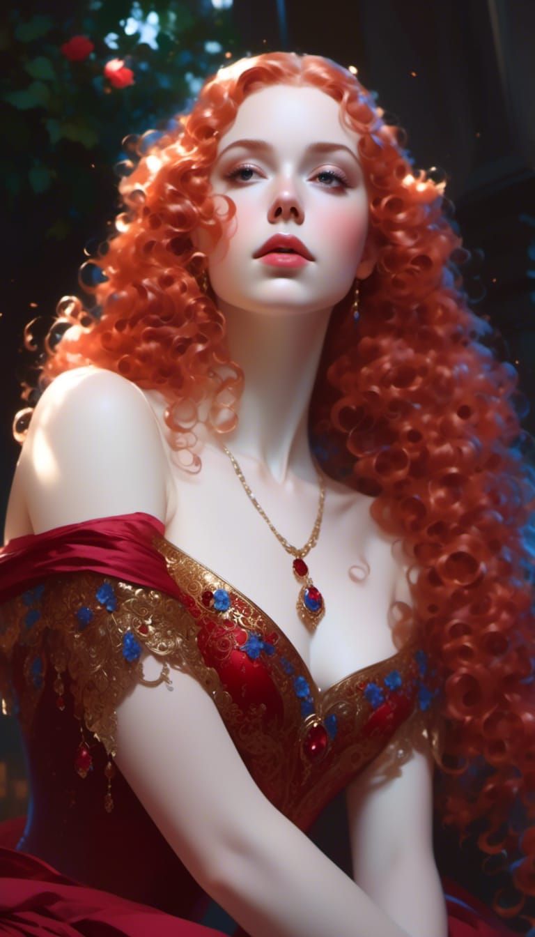 Princess Rose Red Portrait in Detailed Concept Art