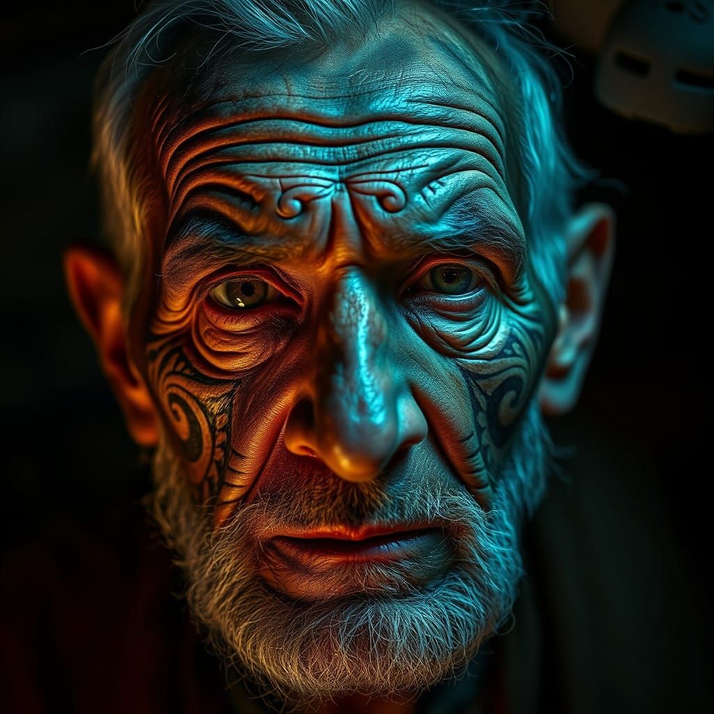 Weathered Tribal Tattooed Sage