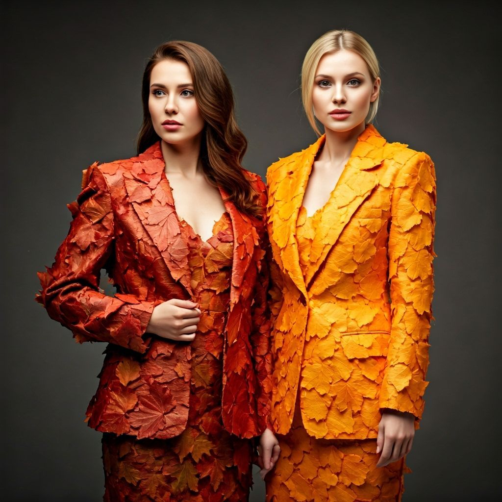 Women in Autumn Leaf Blazers and Dresses