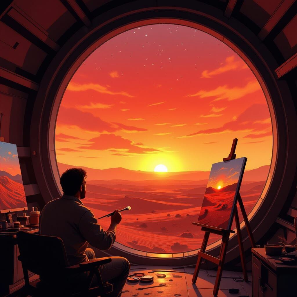 Artist Paints Martian Sunset in Zero Gravity