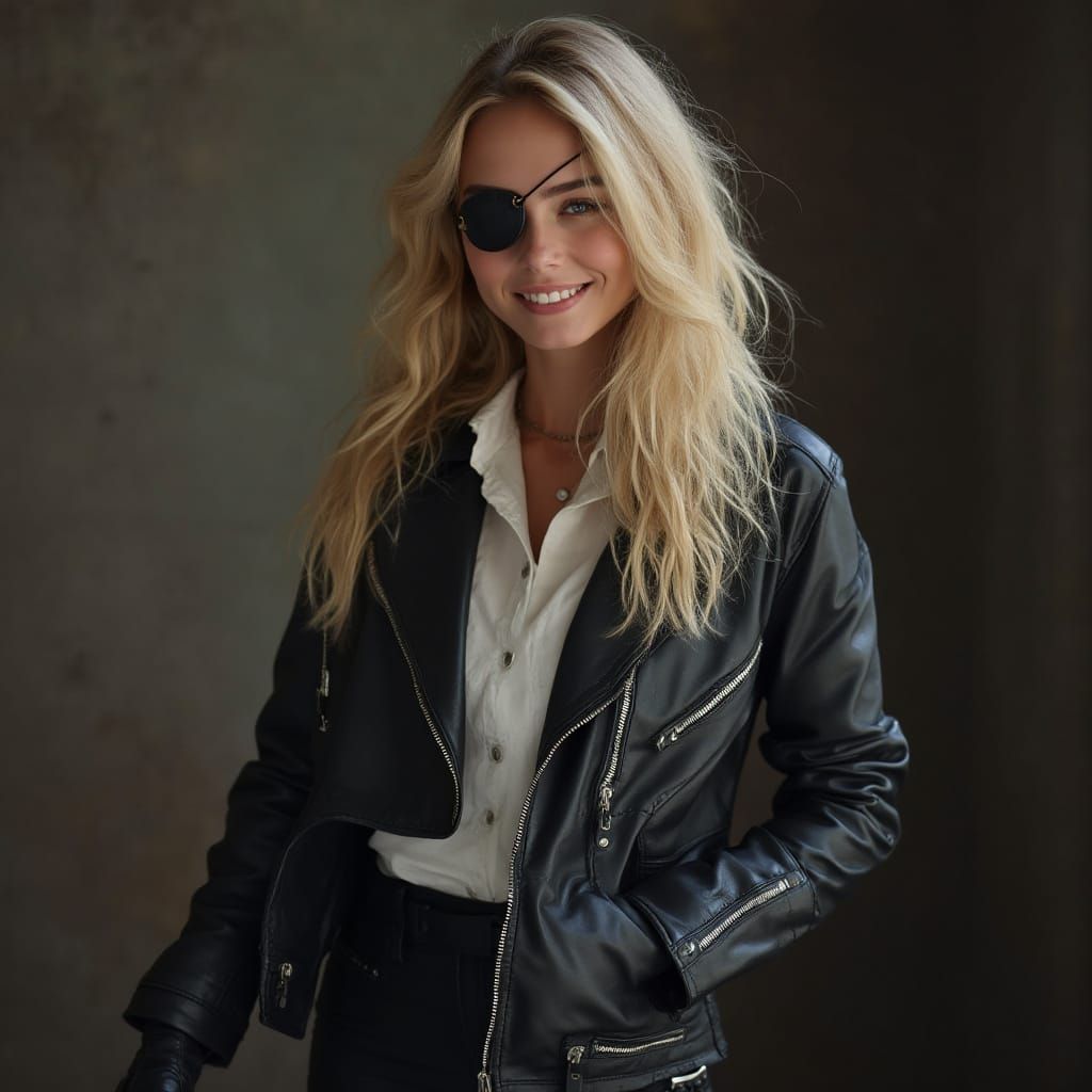 Smiling Woman with Eye Patch in Portrait Photography
