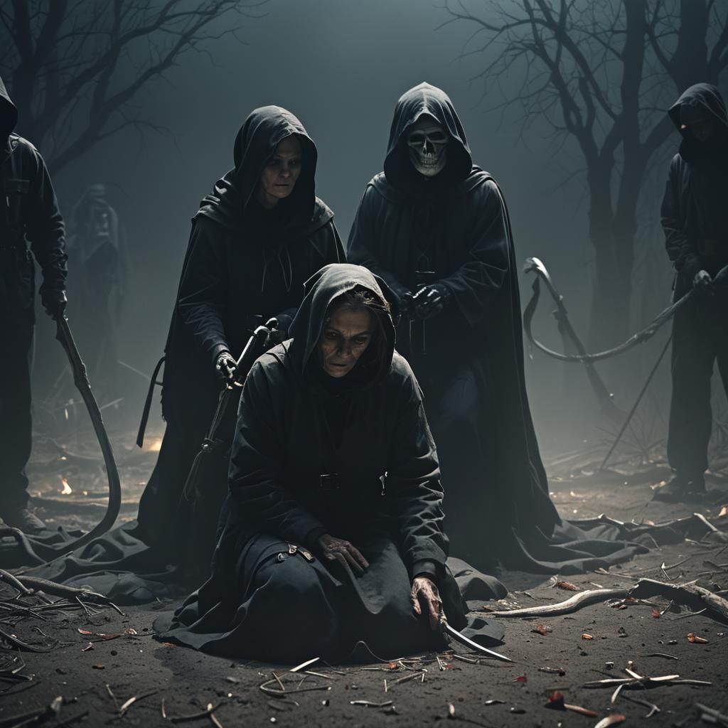 EMT and Grim Reaper in Dark Fantasy Film Still