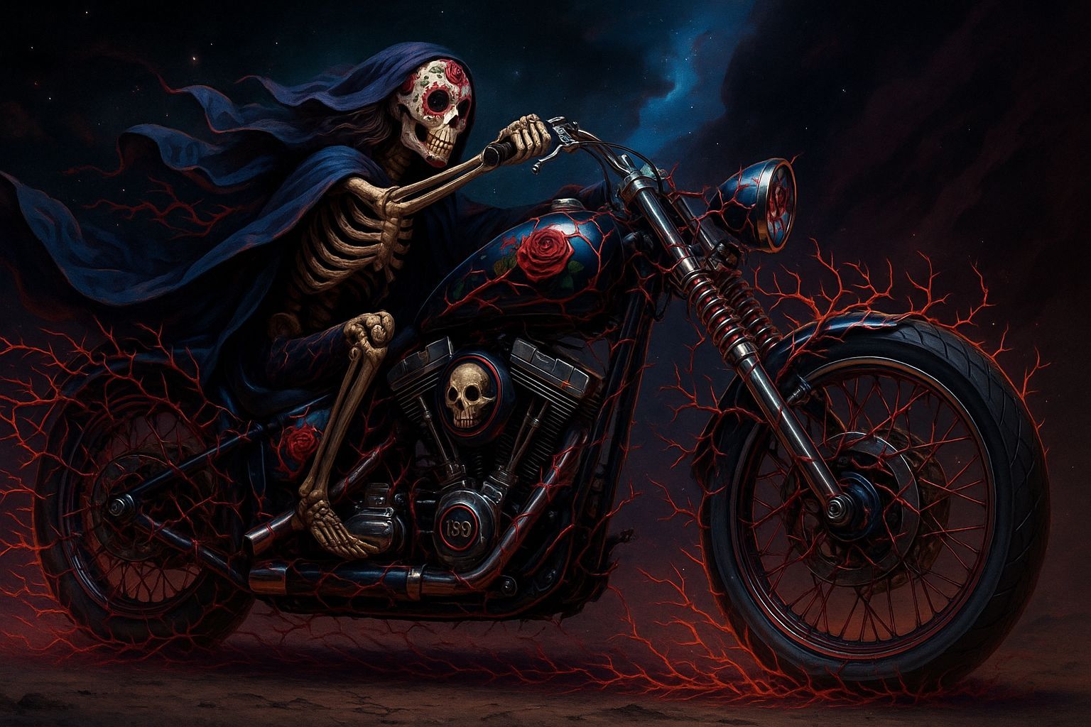 Grateful Dead Motorcycle with Skeleton Rider