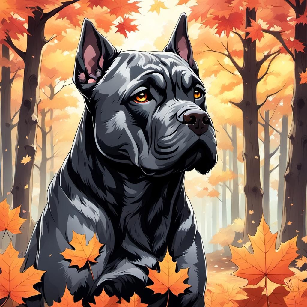Adorable Cane Corso Puppy in Anime Style