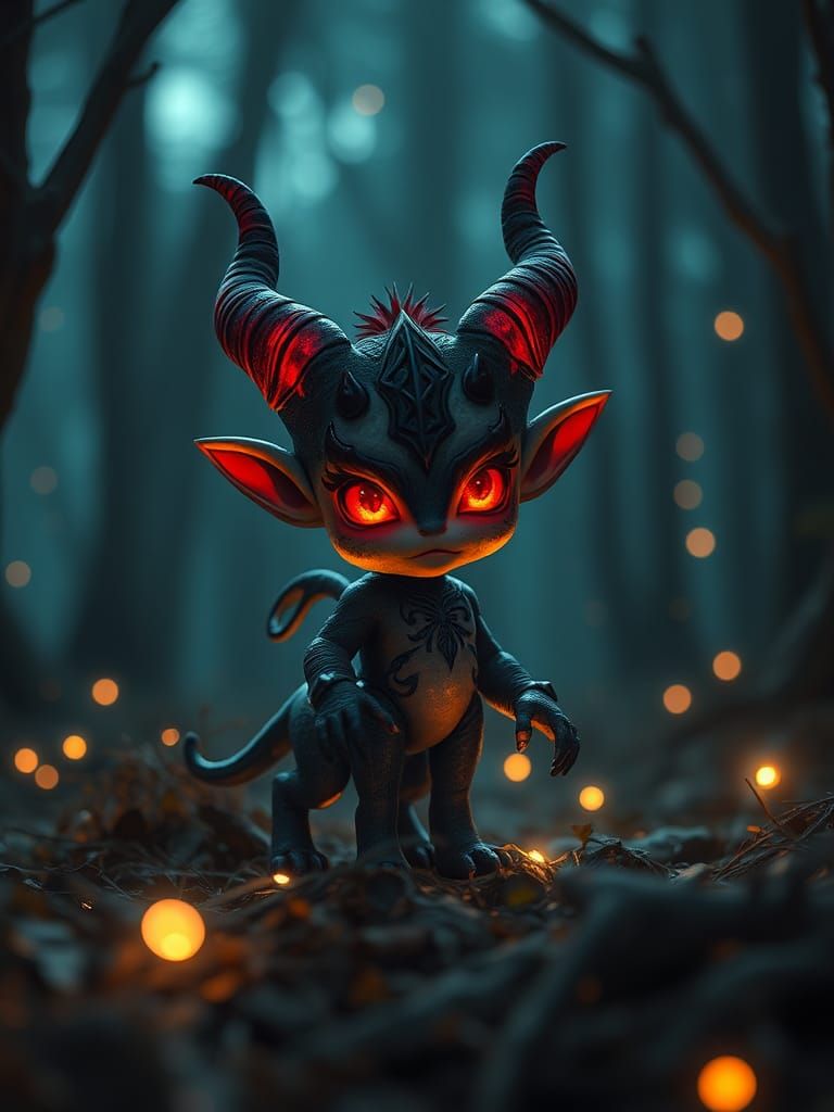 Chibi Evil Baby Centaur in Spooky Forest
