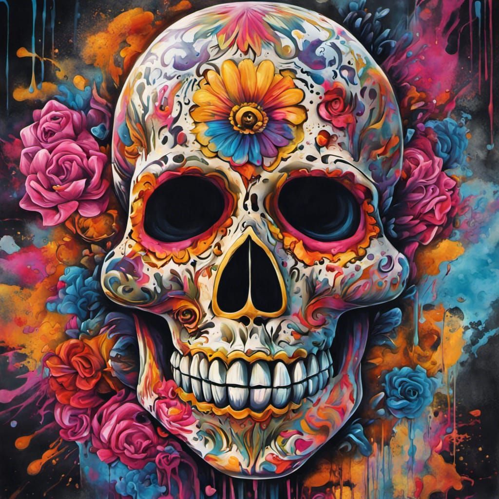 Dia de los Muertos Graffiti Art in Spray Paint