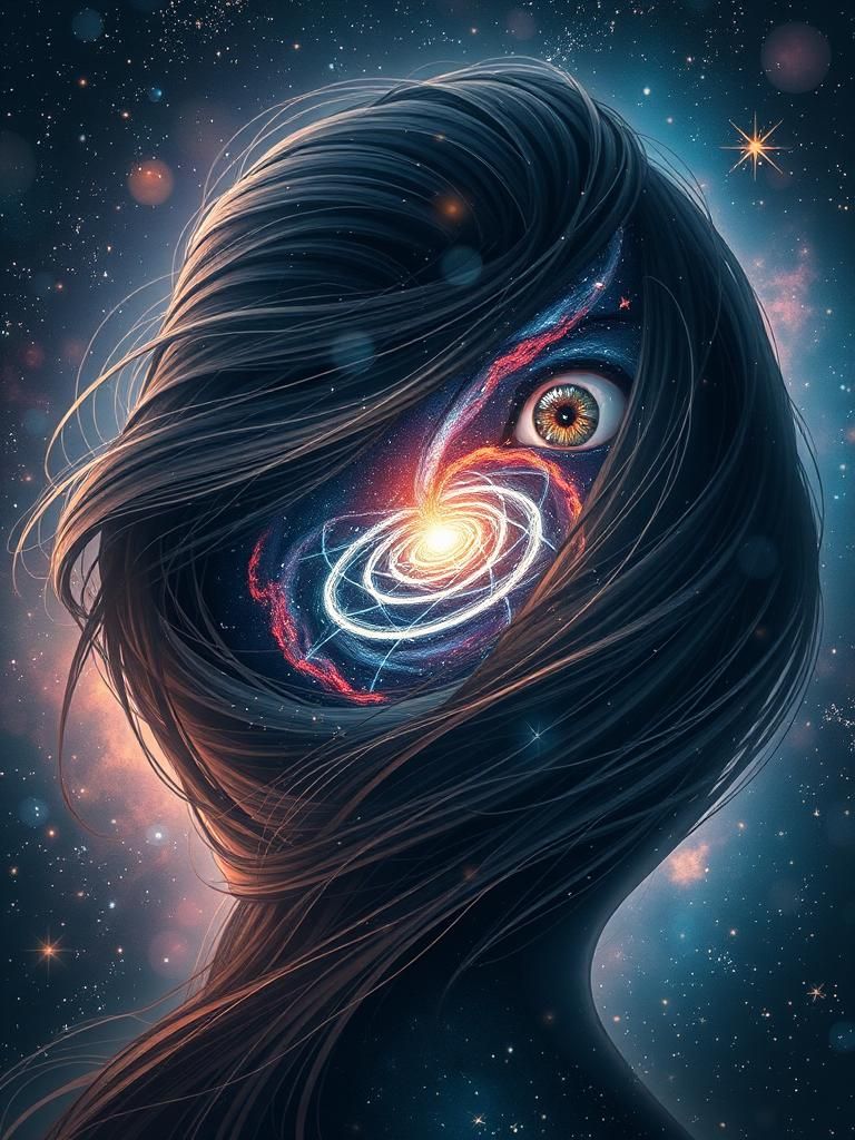 Cosmic Woman: Starry Hair and Nebula Eyes