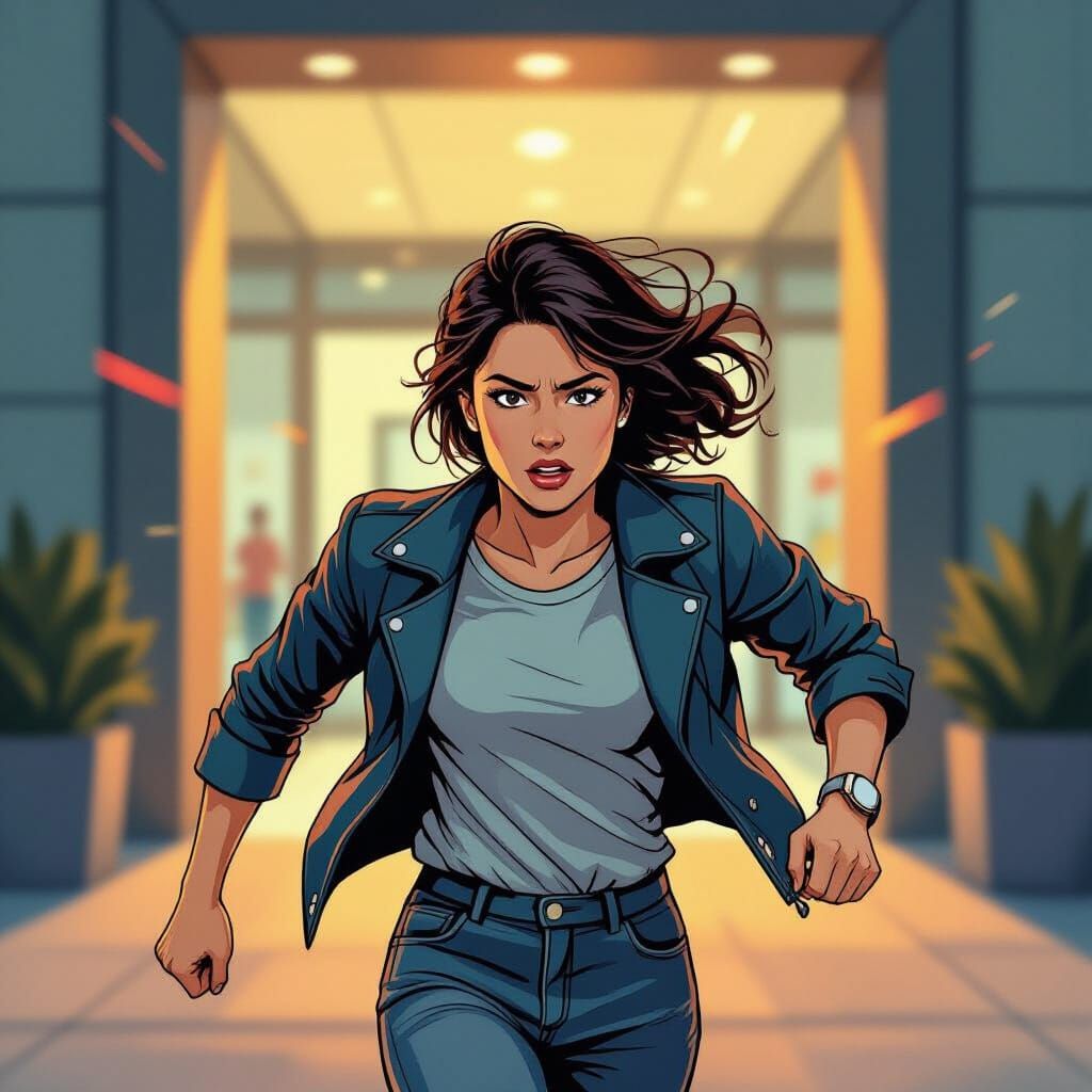 Person Rushing In, Lo-Fi Futuristic Style