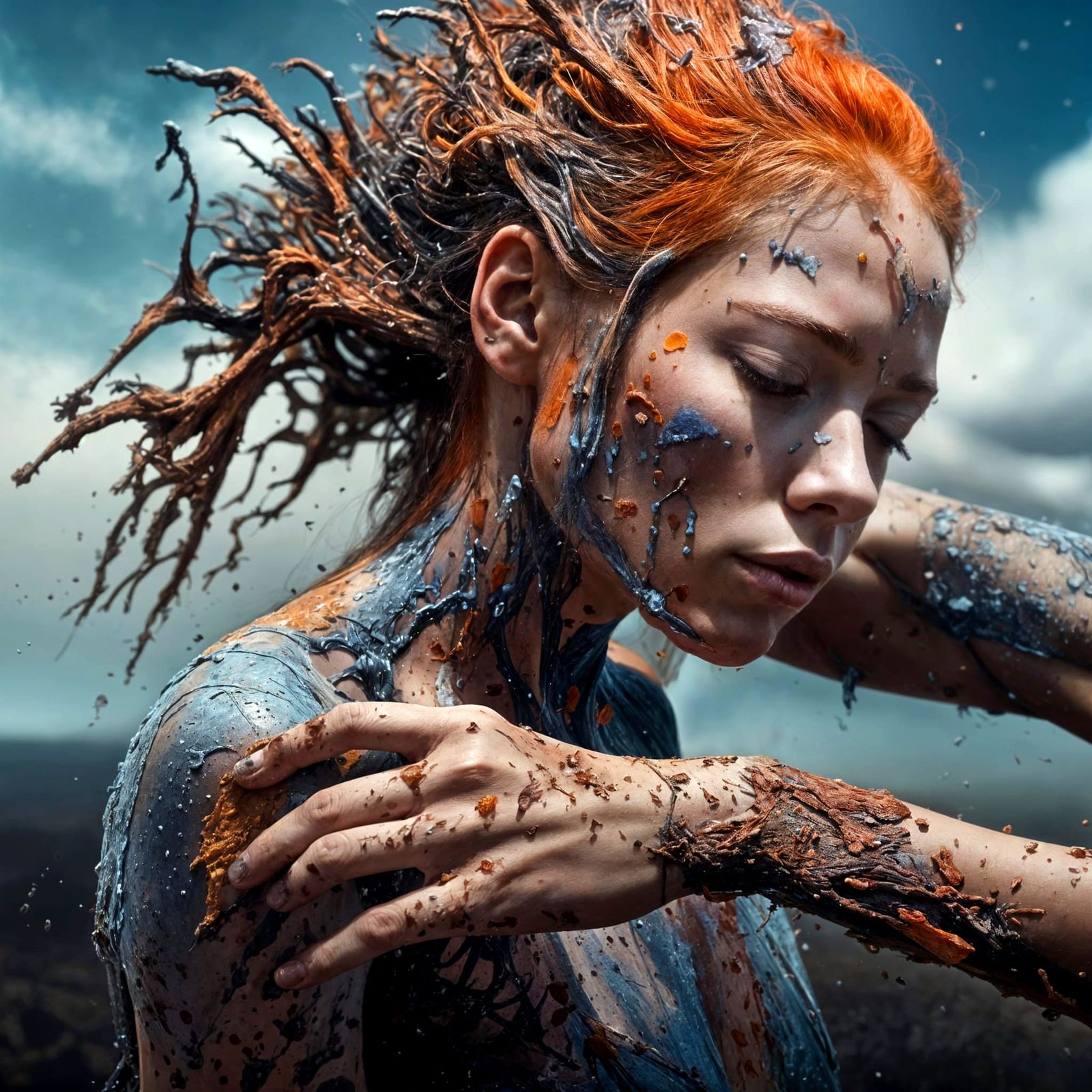 Serene Galactic Portrait with Bizarre Creatures