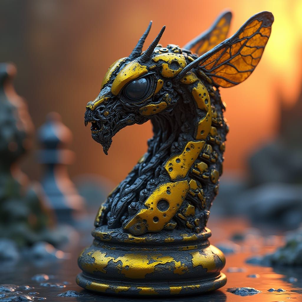 Bumblebee Chess King Transformer in Vibrant Fantasy Landscap...