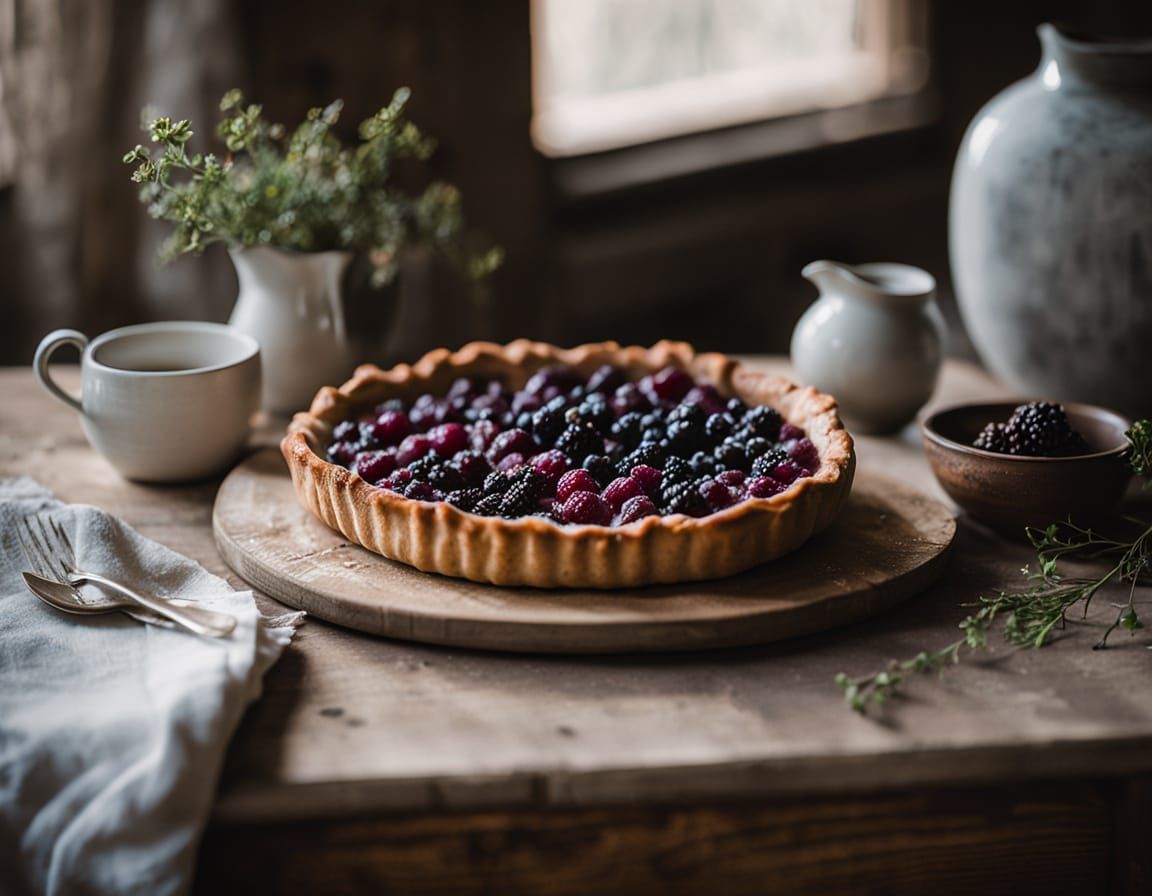 Rustic Fruit Tart in Golden Light: Food Photography