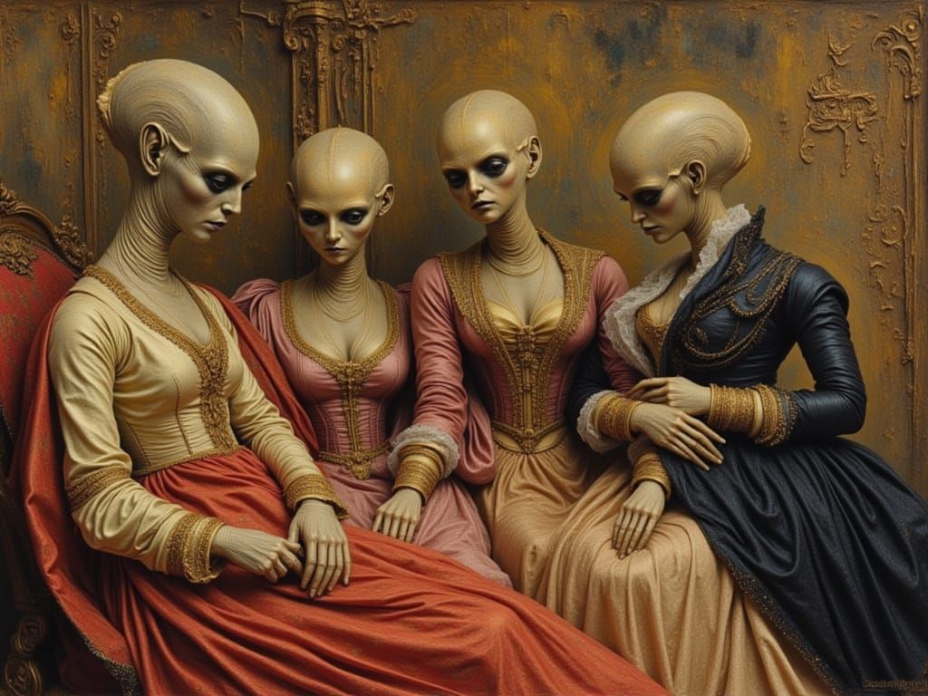 Aliens as Baroque Nobility: Digital Oil Painting