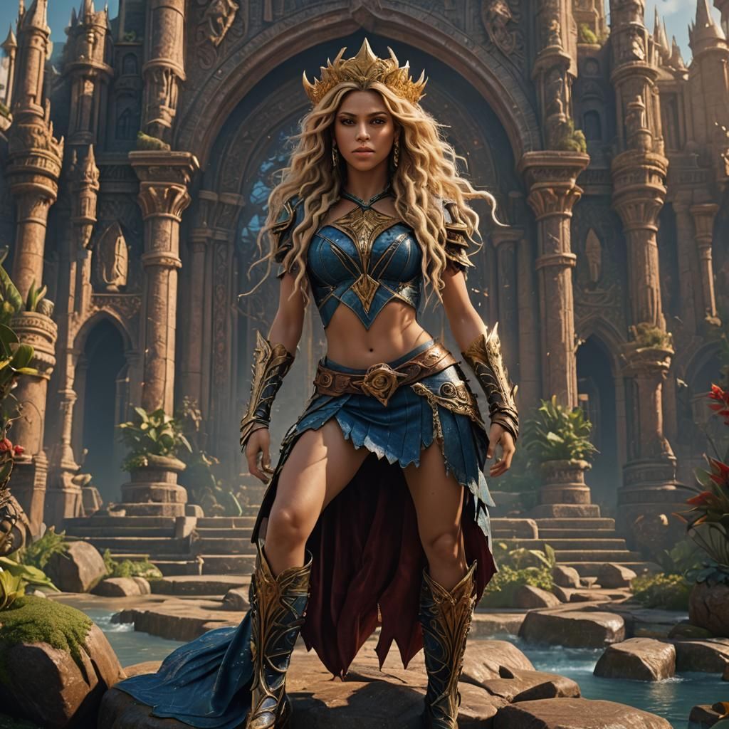 Shakira in Miniskirt: Detailed Matte Painting