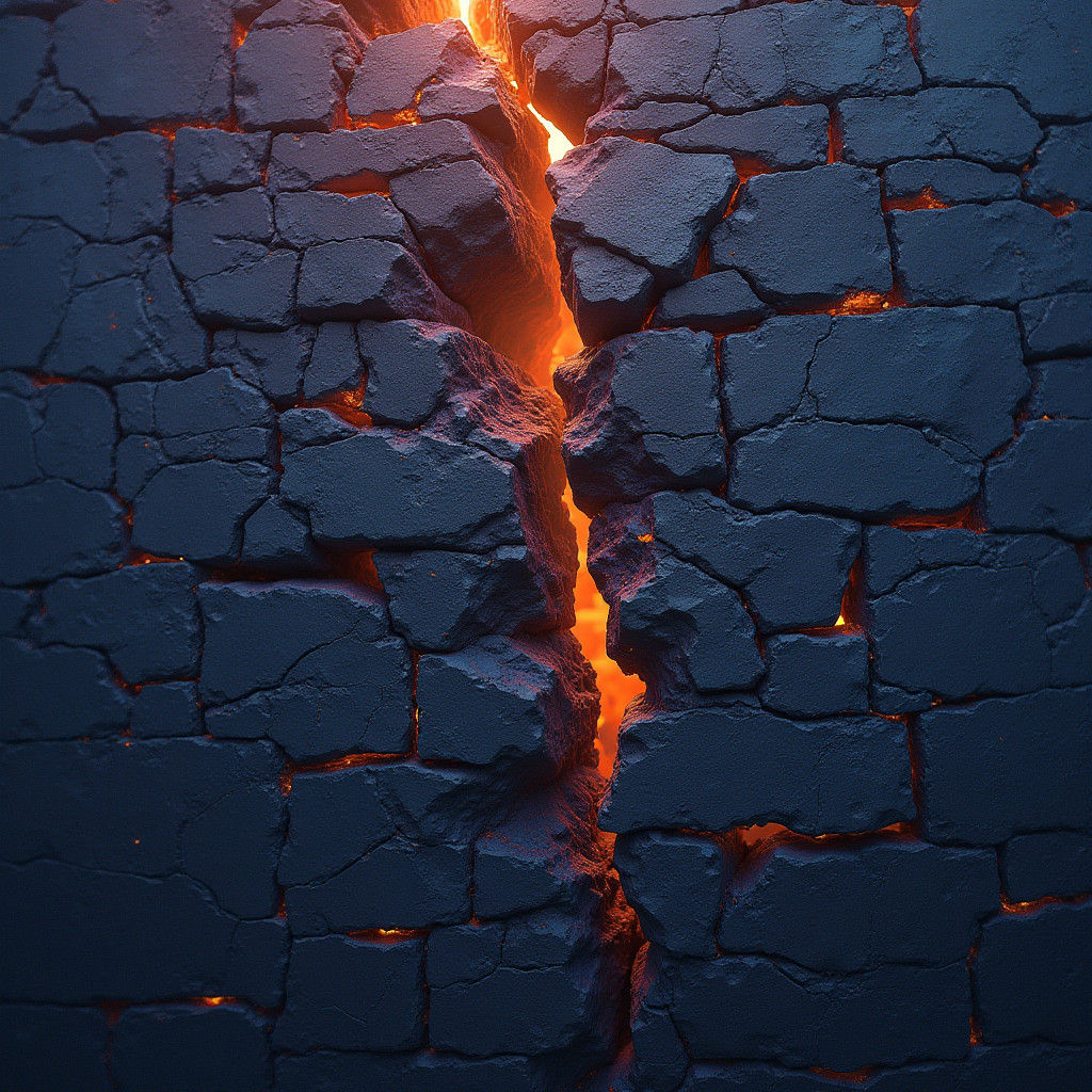 Cracked Brick Wall Against a Dramatic Sky