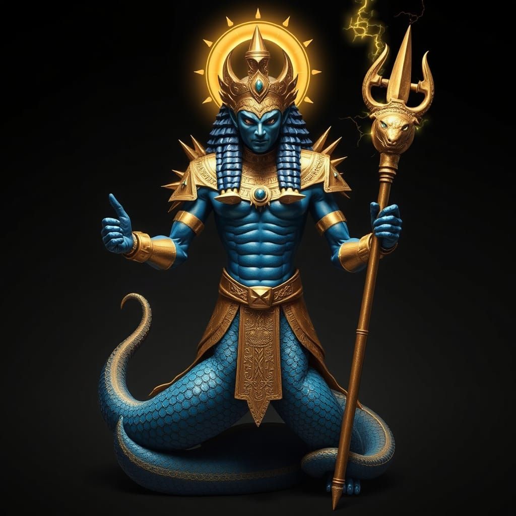 Ancient Sumerian Deity in Mythological Style