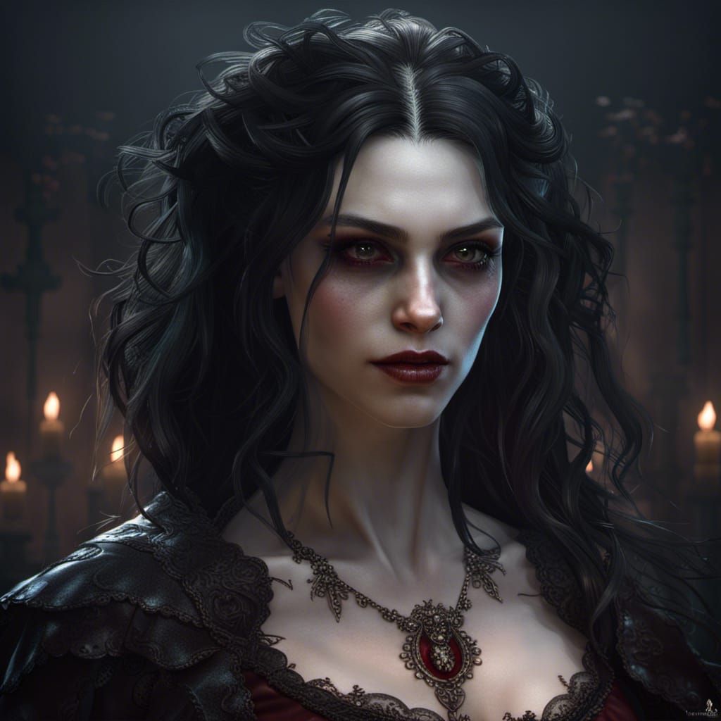 Gothic Vampire Woman in Dark Fantasy Style