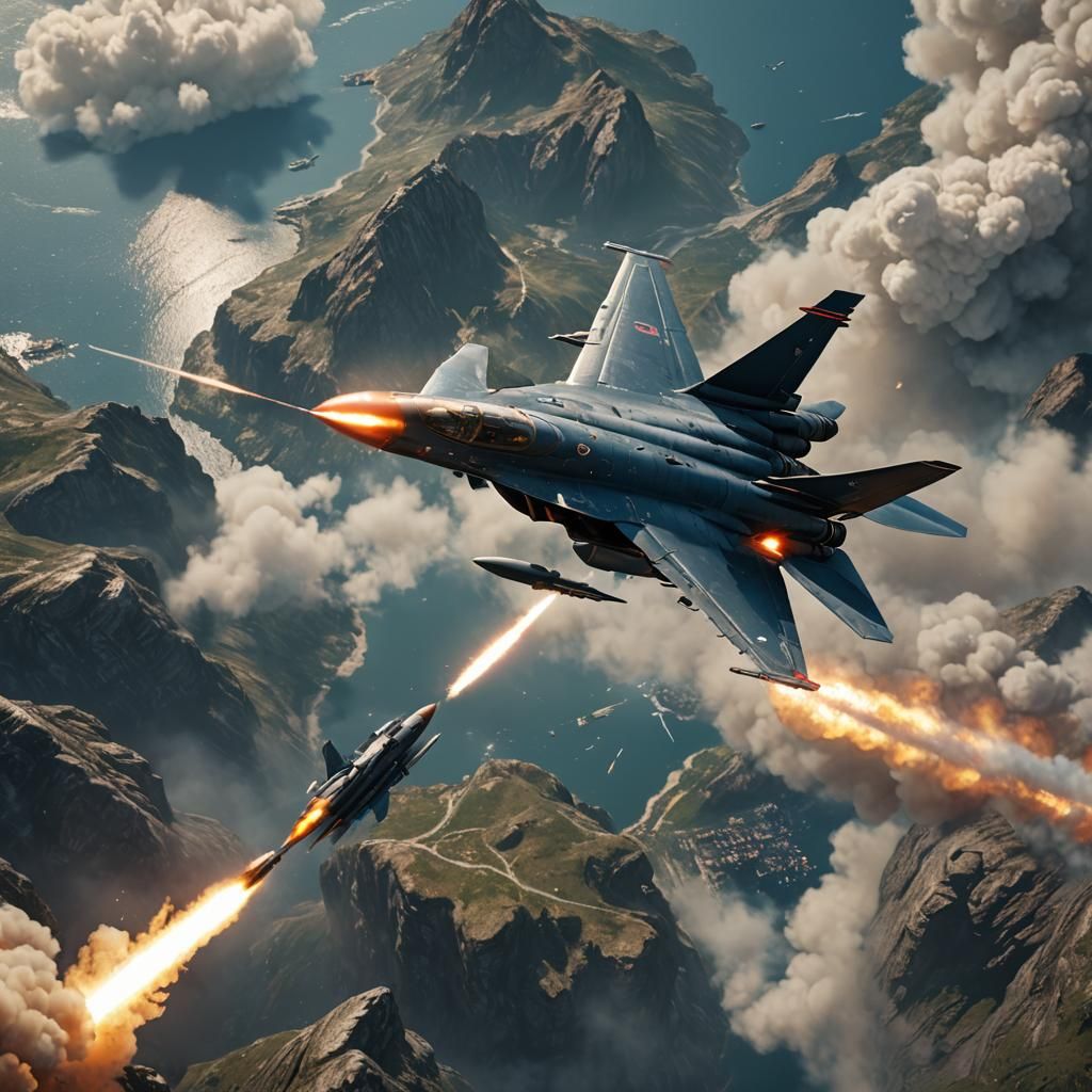 Fighter Jet Missile Launch: Detailed Matte Painting