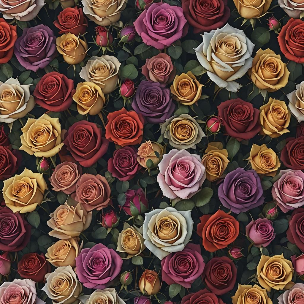 Colorful Roses in Detailed Matte Painting