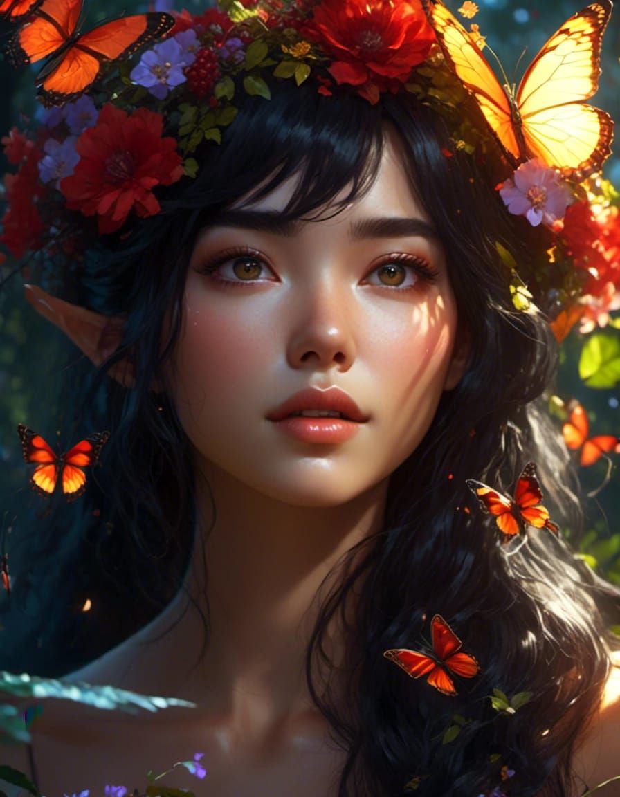 Korean Fae Woman Portrait in Anime Realism