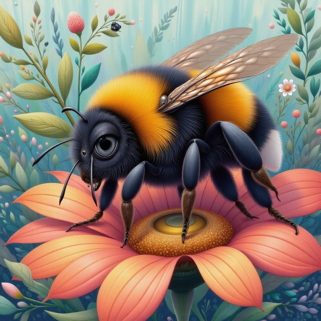 Sleepy Bumblebee in Ultra Cute Style