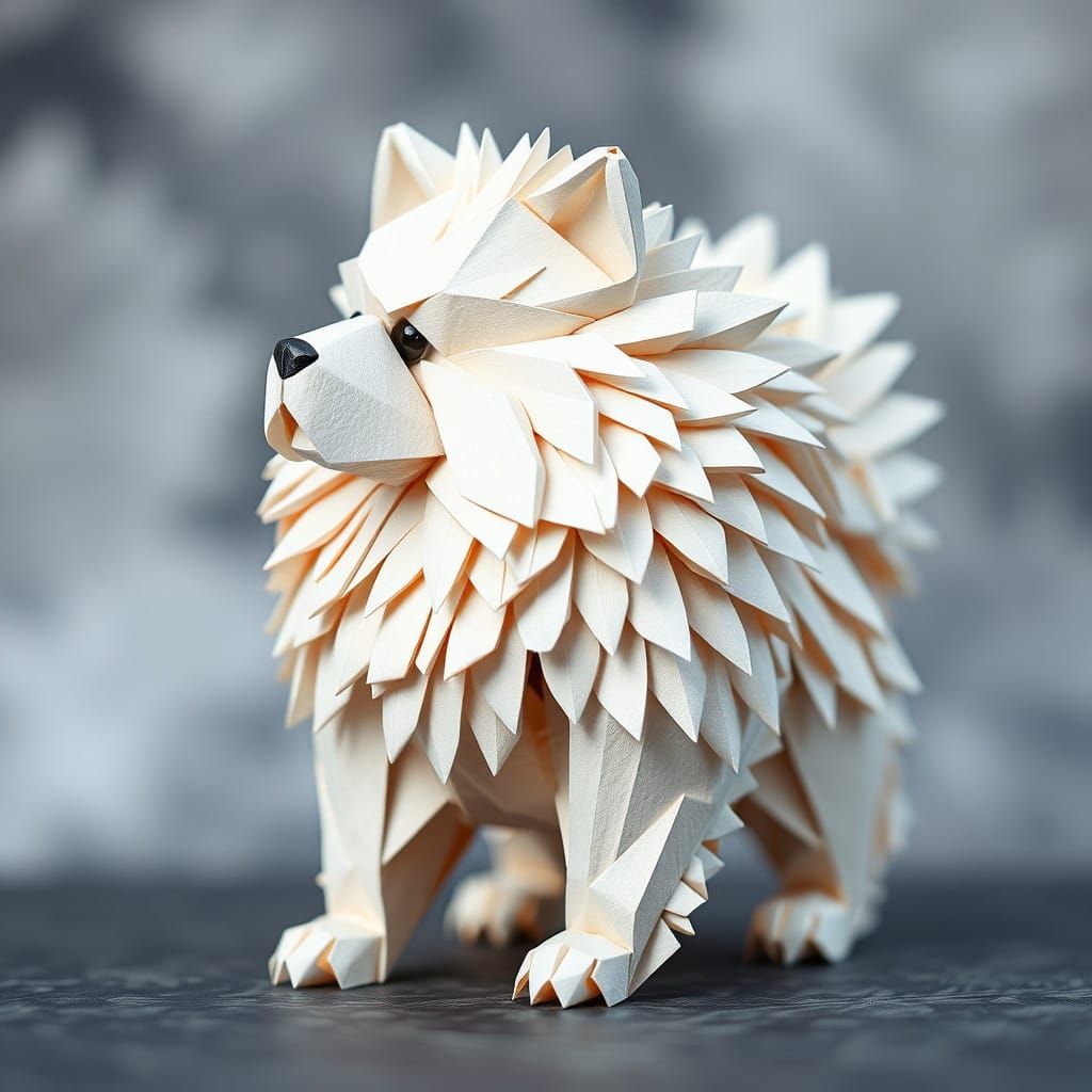 Whimsical Origami Chow Chow in Dreamy Paper Craft Style