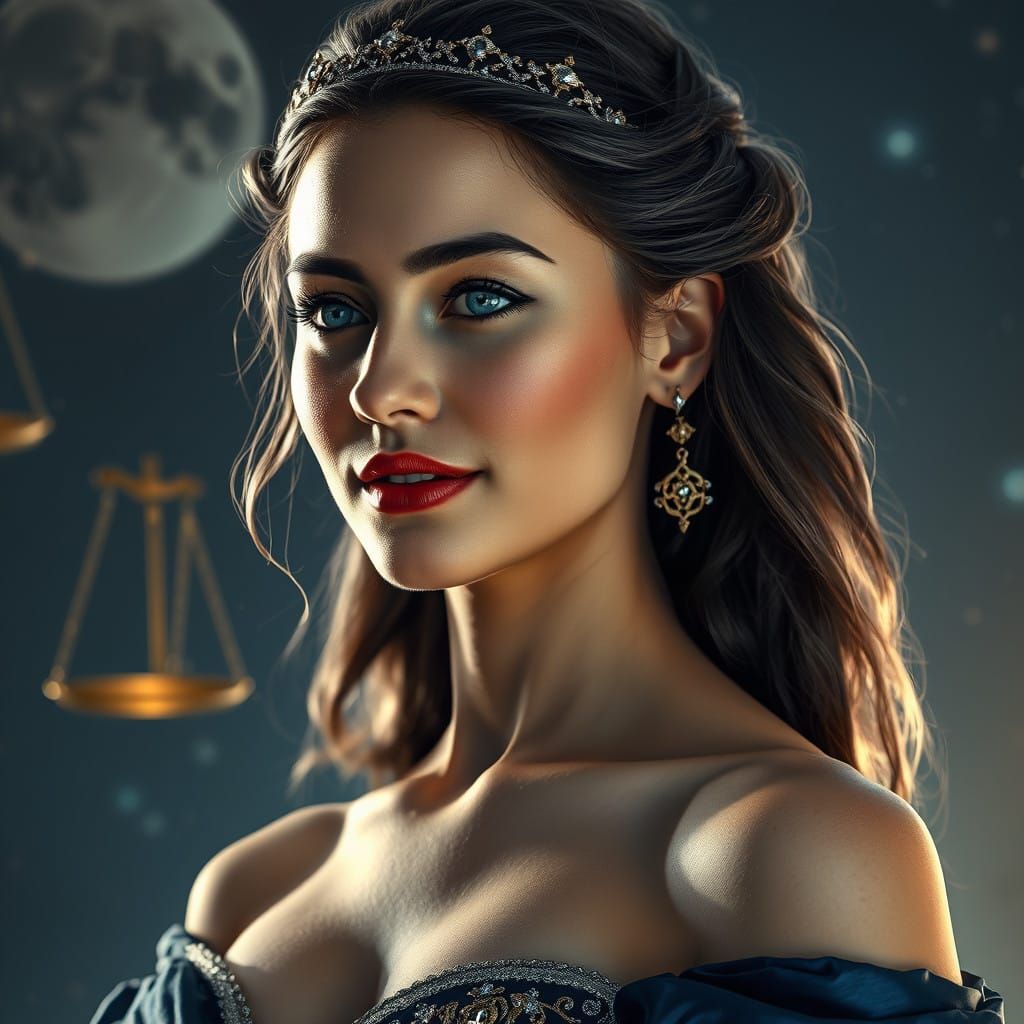 Elegant Libra Goddess in HDR Portrait