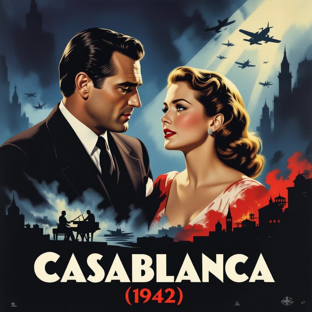 Casablanca Movie Poster: Love, Sacrifice, and Wartime Danger