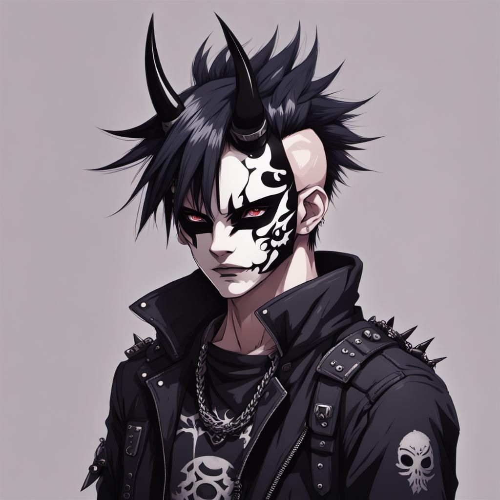 Anime Punk Goth with Oni Mask