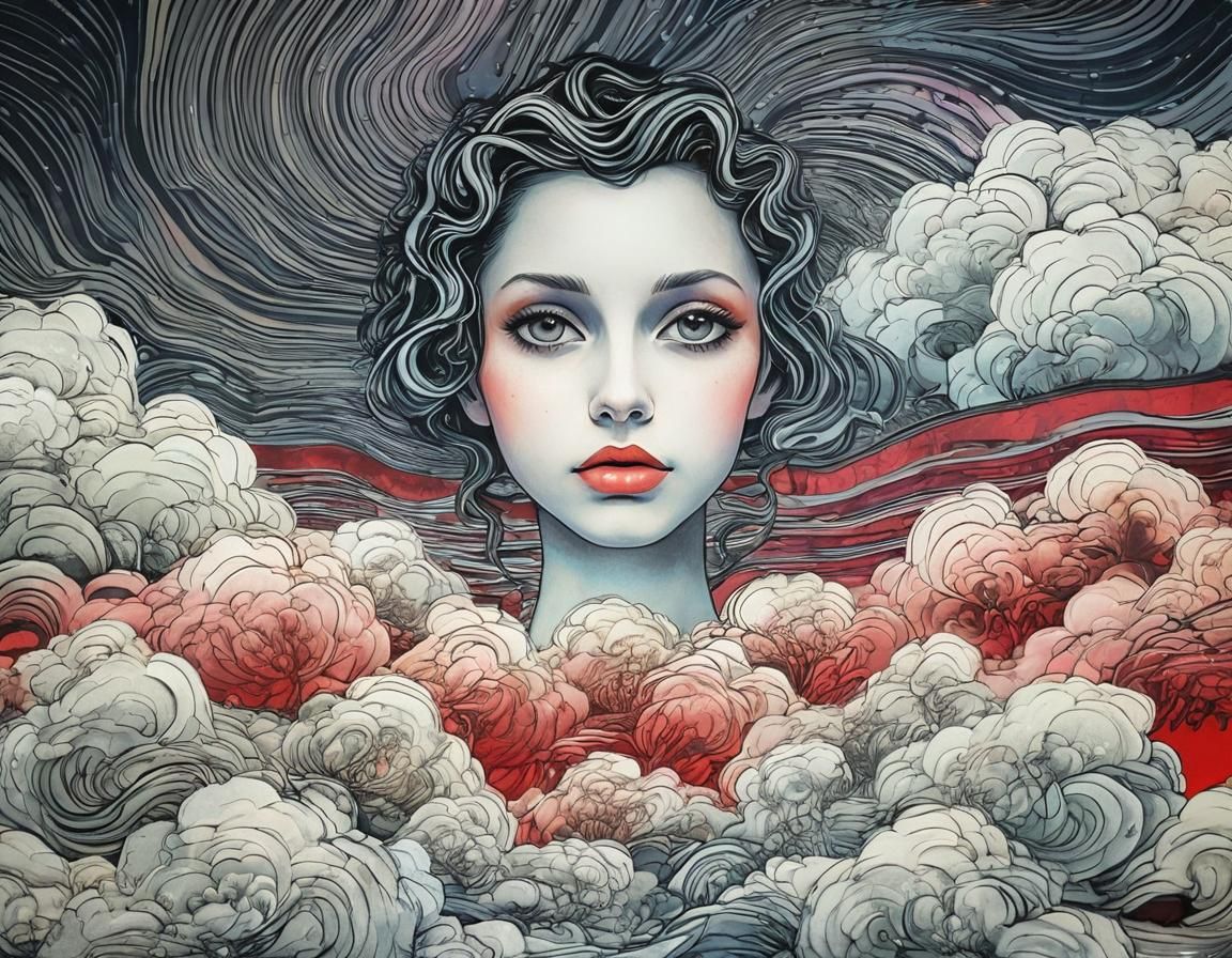 Pink Dancer in Night Cityscape Double Exposure