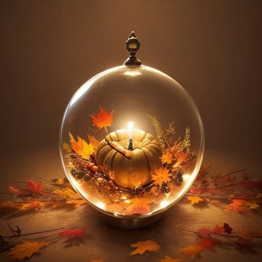 Thanksgiving Autumn Scene in Glass Ball