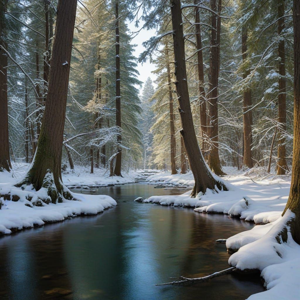 Winter Wonderland in Vibrant Colors, Photorealistic Landscap...