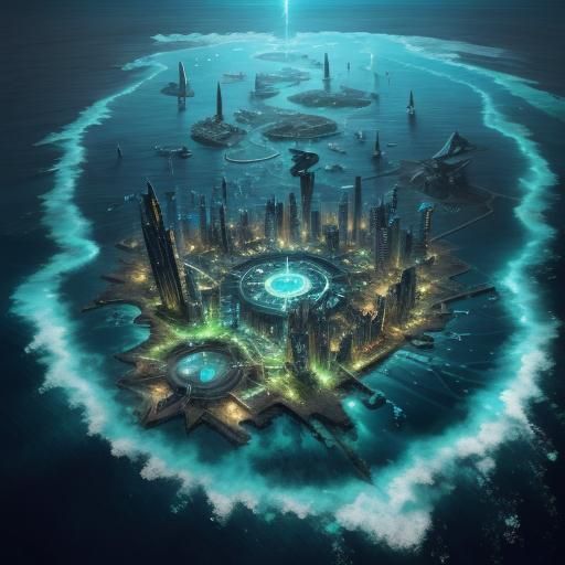 Underwater City of Atlantis in Sci-Fi Style
