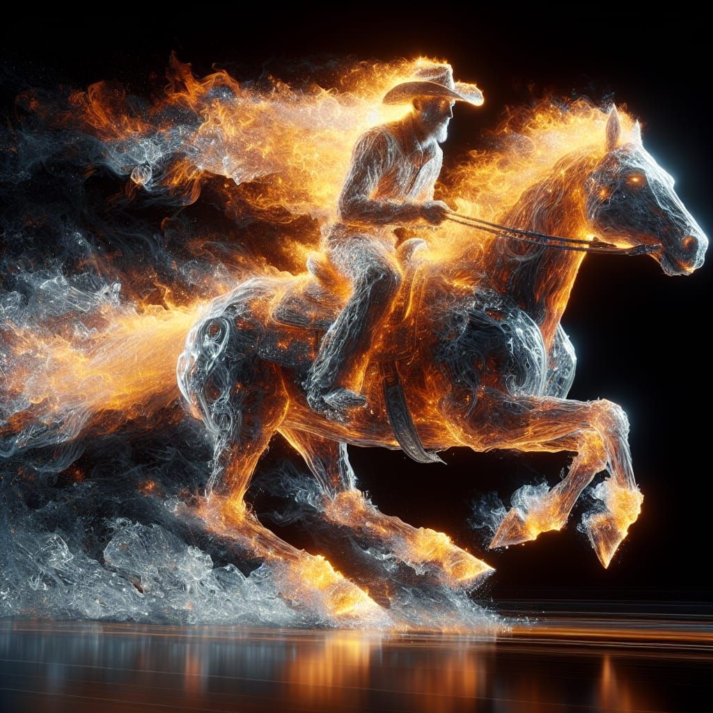 Fiery Cowboy on Ice Horse Rides at Speed of Light